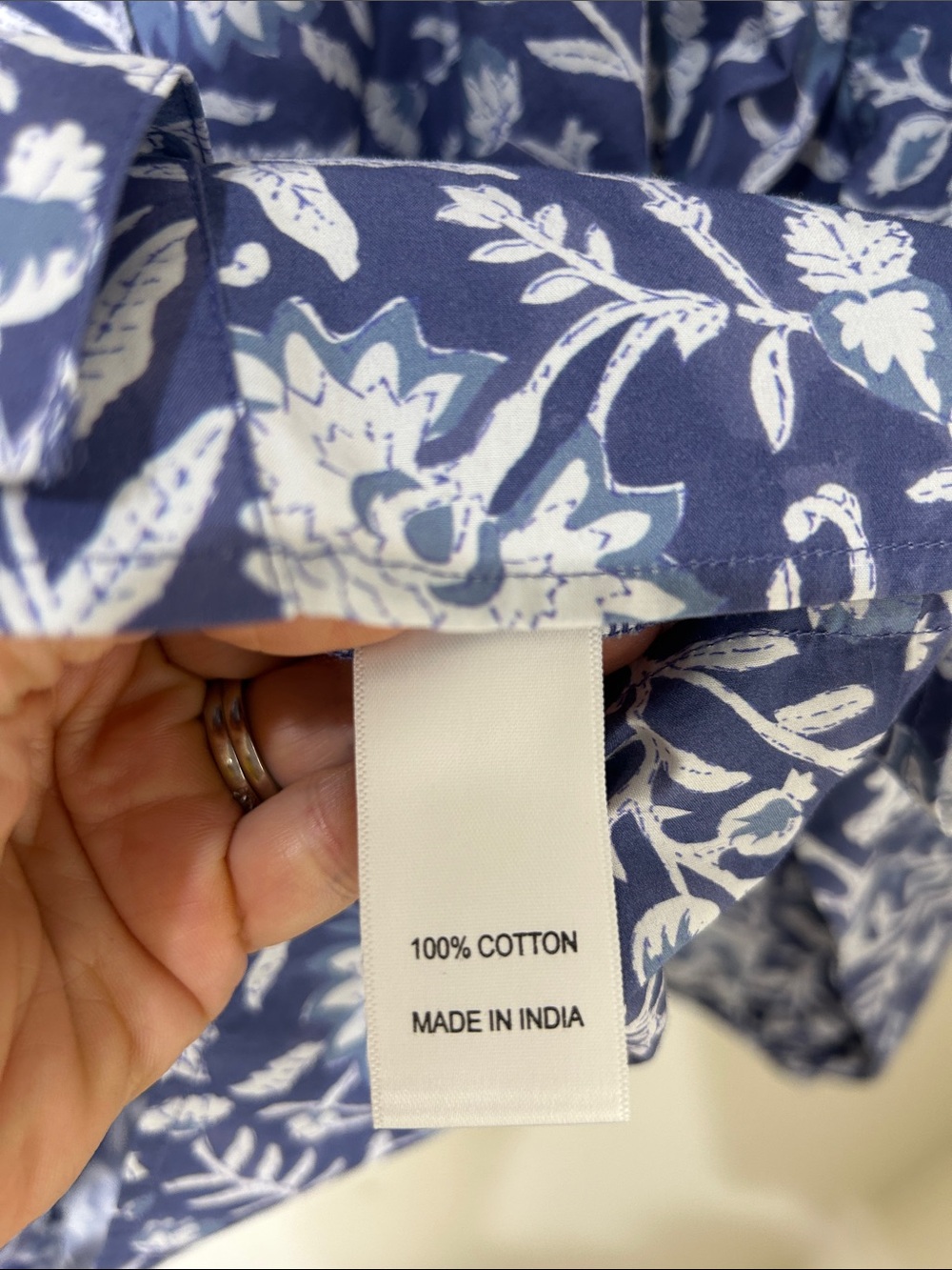 MAREA by Liz Joy Floral Cotton Blouse Top XS Blue White - Picture 8 of 13